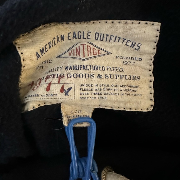 American Eagle Graphic Hoodie Navy Heritage Eagle Logo Pullover Large - Picture 5 of 5